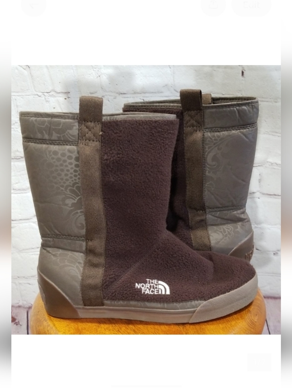 The North Face Brown Ahel Floral Fleece Boots